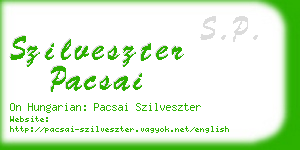 szilveszter pacsai business card